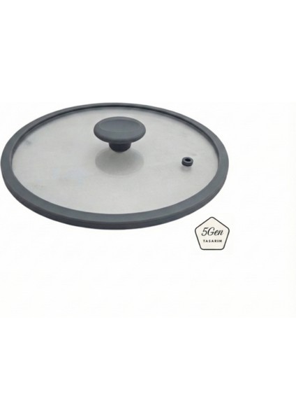 Gri Silikon Çerçeveli ve Kulplu Modern Cam Tencere Kapağı – Cam Çapı: 18-20-24-26-28 Cm, Yer Kaplamayan Düz (Flat) Tasarım fırsatları