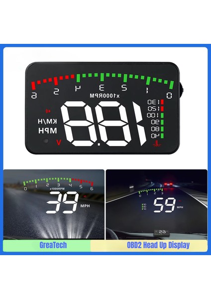 Araba Hararet Motor Su Sıcaklığı Hız Göstergesi Devir - Voltaj Gösterge Ekranı Obd2 Hud