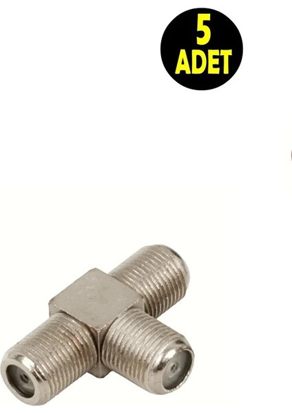 5 Adet Tv Uydu Anten Kablosu Hızlı Dişi-Dişi-Dişi T Fiş 3'lü F Konnektör Dişi Fiş