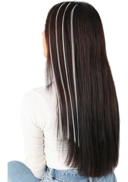 Fiber Sentetik Boncuk Kaynaklık Renkli Saç / Açık Gri / 100 Adet modelleri