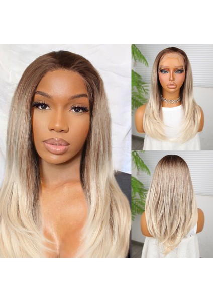 Kumral Beyaz Platin Ombreli Tül Peruk