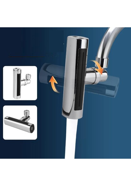Akıllı Musluk Armatür 360 Dönen 4 Fonksiyonlu Lüks Mutfak Lavabo Musluk Ucu Krom Plastik fırsatları