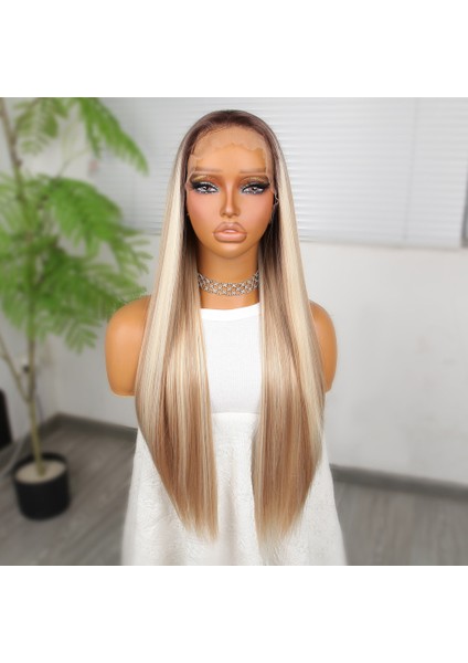 Kumral Beyaz Platin Ombreli ve Röfleli Fiber Sentetik Tül Peruk fiyatları