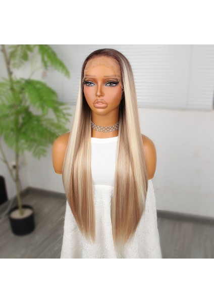 Kumral Beyaz Platin Ombreli ve Röfleli Fiber Sentetik Tül Peruk fırsatları