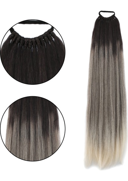 Lastik Tokalı At Kuyruğu Düz / Kumral / Beyaz Platin Ombre fiyatları