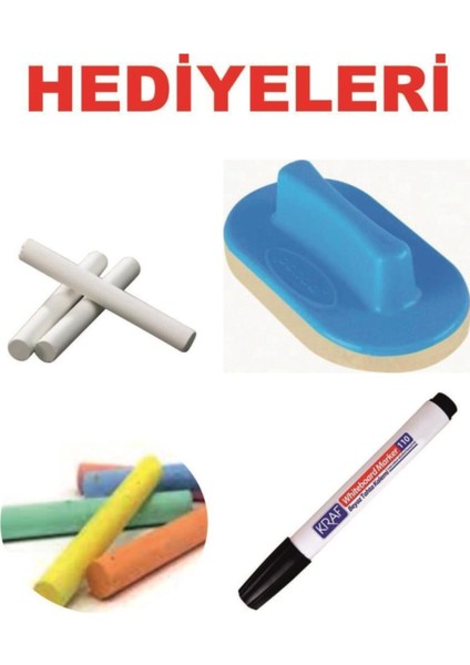 Çift Taraflı Ahşap Yazı Tahtası 48X110, Tebeşir, Kalem ve Silgi Dahil fiyatları