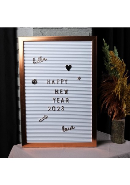 Büyük Boy Rose Gold Yazı Panosu, 2 Adet Harf Seti Hediye