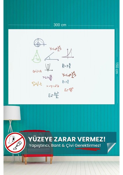 Pratik 150X300 cm Beyaz Akıllı Kağıt, 2'li Taşınabilir Yazı Tahtası