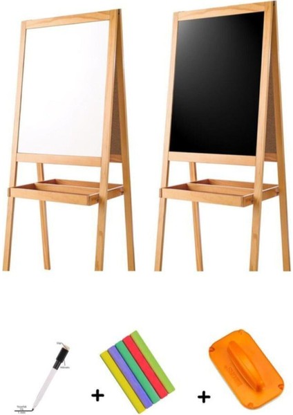 Şık Ahşap Yazı Tahtası Beyaz ve Siyah Yüzeyli, Dekoratif ve Kullanışlı