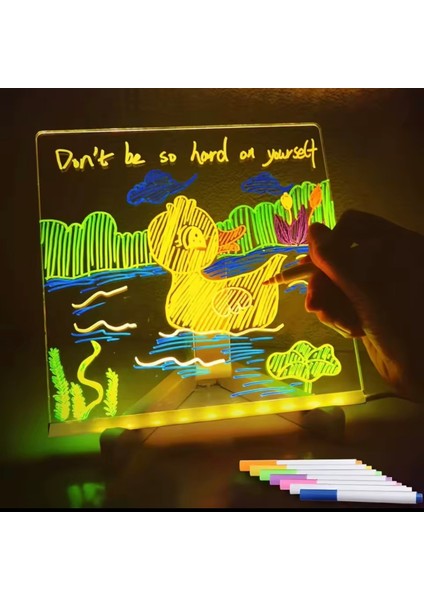 Renkli LED Işıklı Kalemli Yazı ve Çizim Tahtası, Yaratıcı Eğitici Aksesuar fiyatları