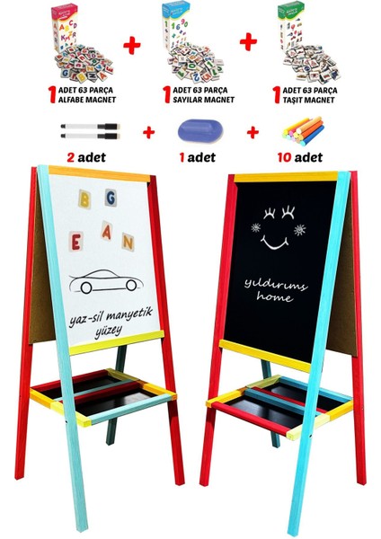 Manyetik Ahşap Yazı Tahtası, Çift Taraflı, Gerçek Metal Yüzey