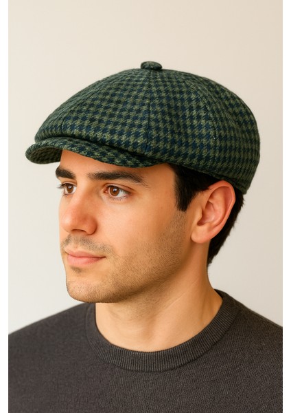 Kışlık Özel Kumaş Yünlü Peaky Blinders Model Dökümlü Unisex Yünlü Kasket Şapka