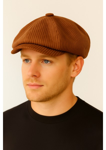 Kışlık Kadife Ingiliz Kasket Peaky Blinders Model Erkek Kasket Dökümlü Kadife Kasket