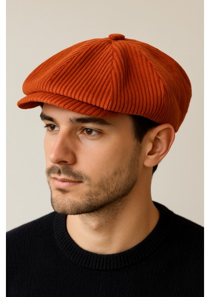 Kışlık Kadife Ingiliz Kasket Peaky Blinders Model Erkek Kasket Dökümlü Kadife Kasket