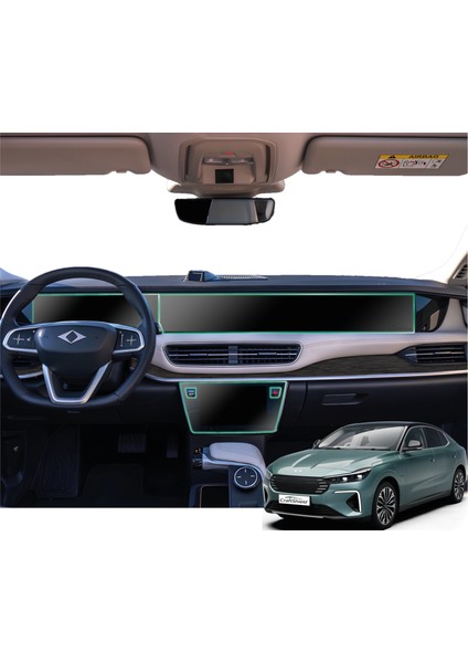 Togg T10F (2025) Uyumlu 29" Multimedya, 12.3" Gösterge ve 8" Klima 3'lü Set 9h Nano Ekran Koruyucu