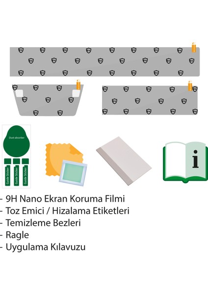 Togg T10F (2025) Uyumlu 29" Multimedya, 12.3" Gösterge ve 8" Klima 3'lü Set 9h Nano Ekran Koruyucu fiyatları