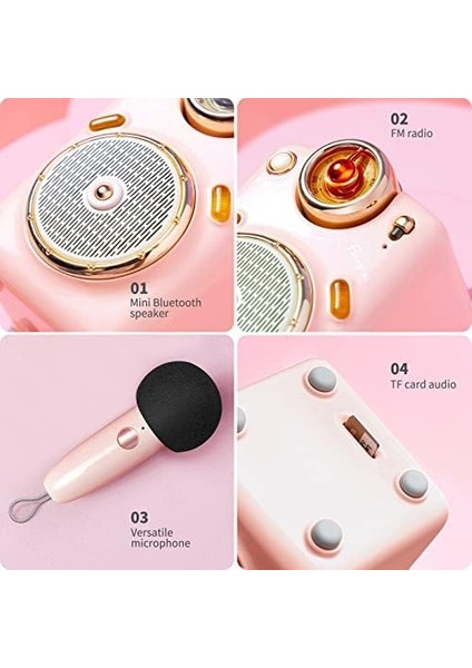 Sevimli Mikrofonlu Hoparlör, Şarkı Söylemek Veya Konuşmak Için 7 Farklı Ses Modu, Kızlar, Erkek Çocuklar, Aile Partisi, Sunum, Eğitim, Açık Hava Için Karaoke Makinesi, Pembe fiyatları