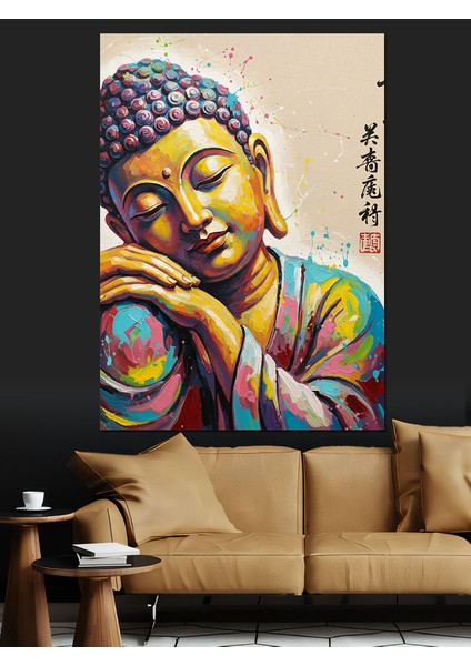 Gülümseyen Budist Keşiş Portresi Dekoratif Kanvas - Mdf Ahşap Tablo modelleri