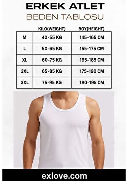 6'lı Pamuklu Penye Atlet Erkek Yaka Tipi Düşük Kalıp Rahat Kullanım