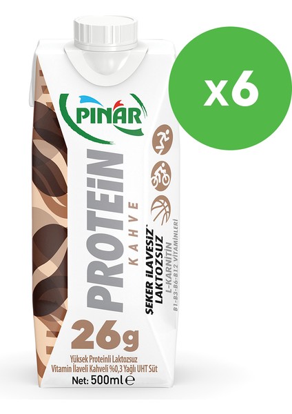 Kahveli Protein Süt 500 ml x 6 Adet