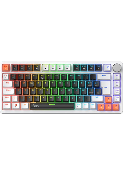 Strike Compact V2 Rainbow Kablolu TR Layout Mekanik Oyuncu Klavyesi Blue Switch Siyah modelleri