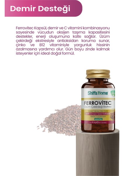 Aksuvital Ferrovitec Üzüm Çekirdeği Ekstresi 60 Kapsül fırsatları