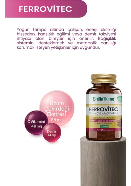 Aksuvital Ferrovitec Üzüm Çekirdeği Ekstresi 60 Kapsül indirimleri