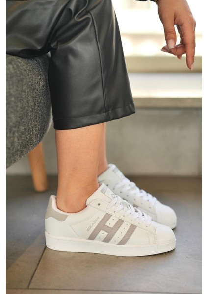Kadın Siyah Beyaz Çizgi Detaylı Ortopedik Sneaker 059-K 059-K fiyatları