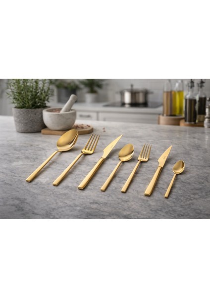 SENZ 84 Parça Gold Çatal Kaşık Bıçak Seti
