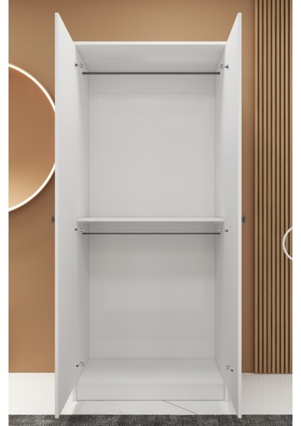 2 Kapaklı 2 Askılı Mega Elbise Dolabı Beyaz İMB062 fırsatları