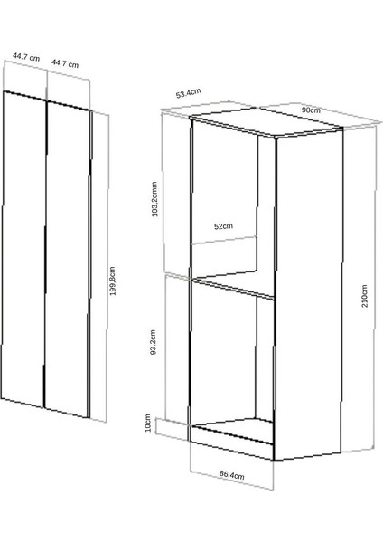 2 Kapaklı 2 Askılı Mega Elbise Dolabı Beyaz İMB062