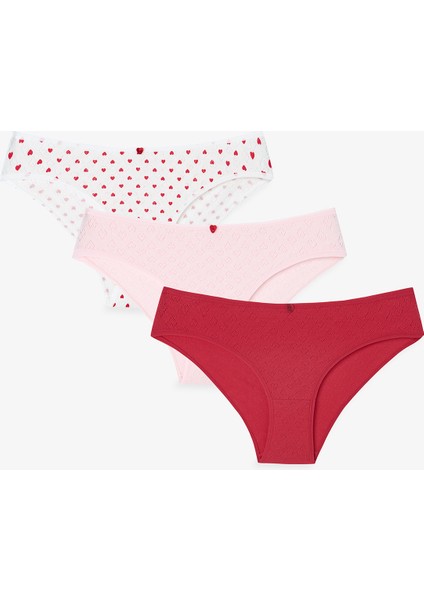 Kalp Pointel 3'lü Slip Külot