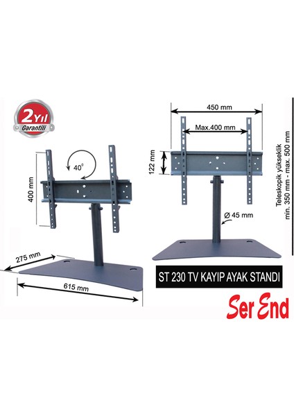 Televizyon Ayağı - Tv. Sehpa -Tv Stand - Mat Siyah indirimleri