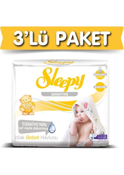 Sleepy Sensitive Islak Mendil, 3 X 50 Adet