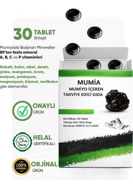 (Shilajit) Saf 30'lu Tablet 3'lü Set fiyatları