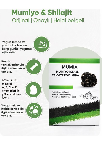 (Shilajit) Saf 30'lu Tablet 3'lü Set modelleri