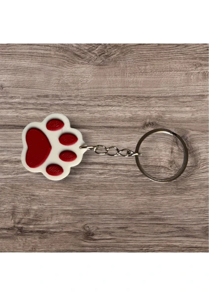 Kedi Patisi Anahtarlık -Tasma Süsü-Beyaz Kırmızı – Pla