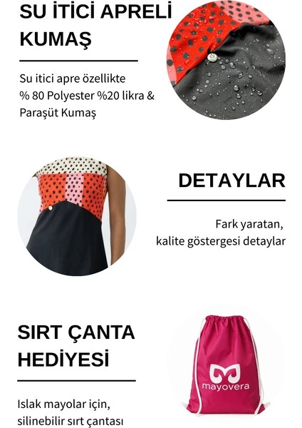 Taytlı Mayo - Kırmızı Pembe Puantiye