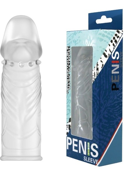 14 cm Damarlı Uzatmalı Şeffaf Silikon Penis Kılıfı