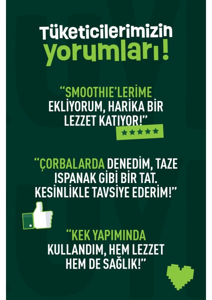 Ispanak Tozu – Yerli Doğal Sebze Tozu 100 Gr Katkı Maddesi İçermez fırsatları