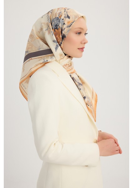 Rapsodi - Oranj - %100 Ipek Twill Eşarp - 90X90 cm fiyatları