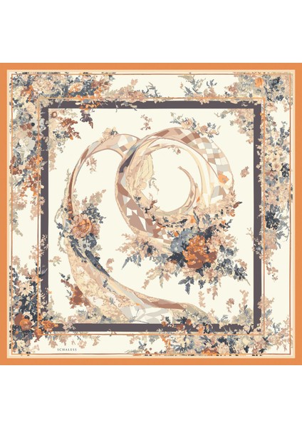 Rapsodi - Oranj - %100 Ipek Twill Eşarp - 90X90 cm fırsatları
