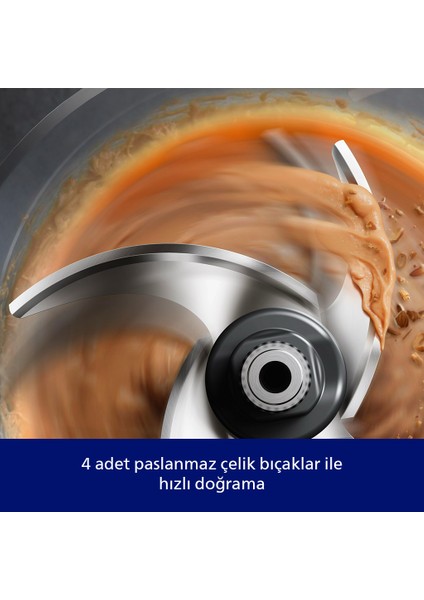 HR1502/00 4 Bıçaklı Doğrayıcı 3000 Serisi Siyah Plastik Hazneli 500 W Güç ve PowerChop Teknolojisi