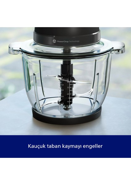 HR1502/00 4 Bıçaklı Doğrayıcı 3000 Serisi Siyah Plastik Hazneli 500 W Güç ve PowerChop Teknolojisi