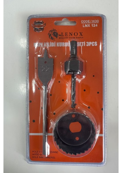 Buat Açma Panç Seti 3 Parça Kapı Kilidi Kurulum Seti 54MM Lenox Tools fiyatları