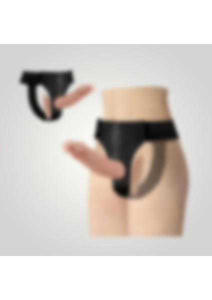 Belden Bağlamalı Çift Taraflı Içi Dolu Strapon Penis