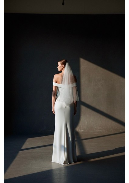 S&G Gelinlik Inci Işlemeli Duvak