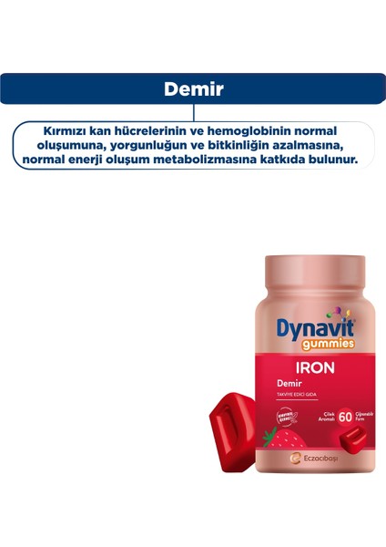 Gummies Iron 60X2 Çiğnenebilir Form - Aile Boyu Kullanım – Demir - Enerji