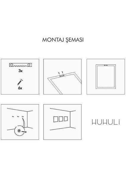 Ahsap Çerceveli Minimalist 3’lu Tablo modelleri