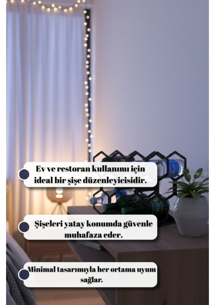 Dekoratif Şaraplık 9 Bölmeli Masaüstü Şişe Standı indirimleri